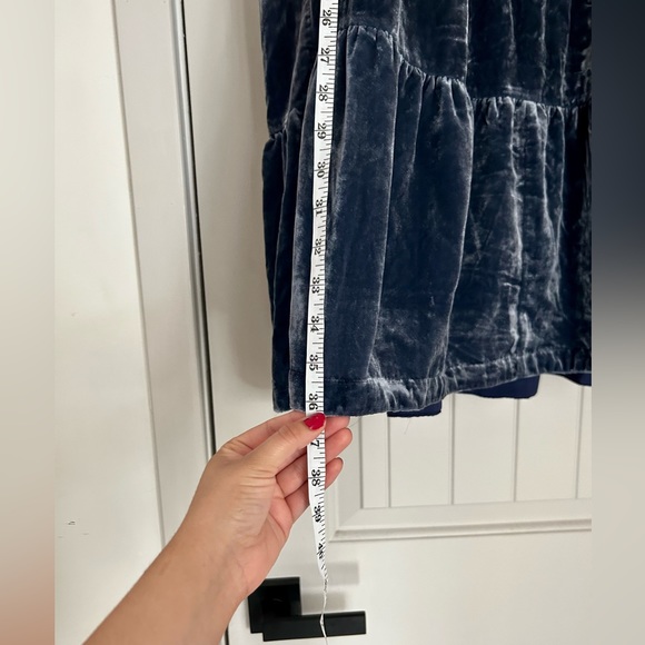 Anthro Maeve Harper Velvet Tunic Dress Blue Size Medium - Picture 10 of 11